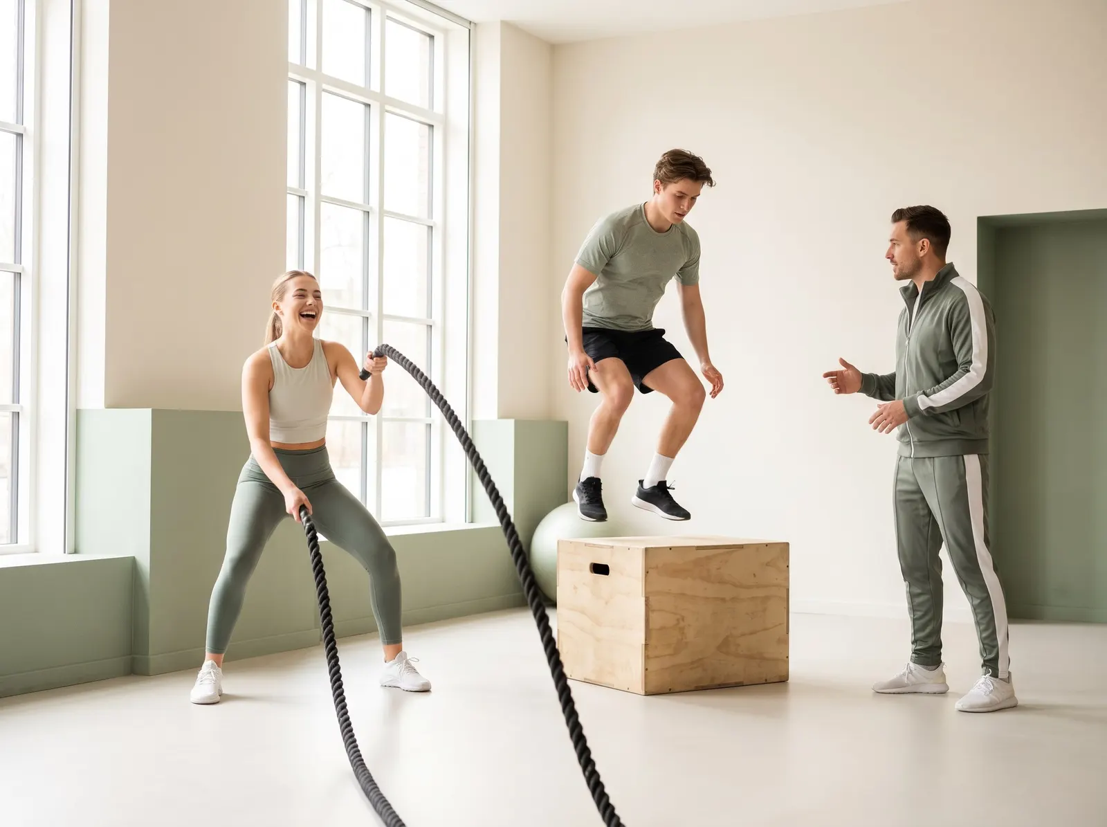 Mann trainiert mit Kettlebell auf einer Functional-Fläche