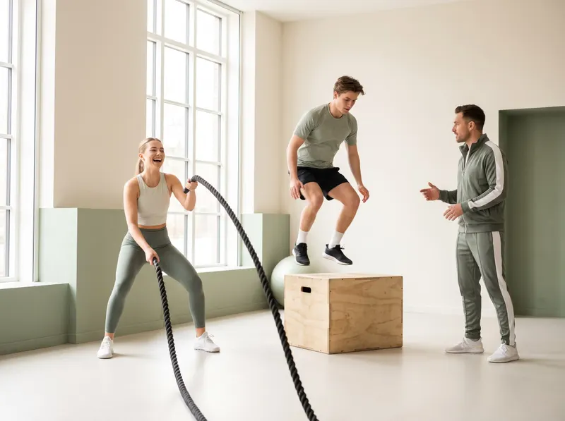 Mann trainiert mit Kettlebell auf einer Functional-Fläche