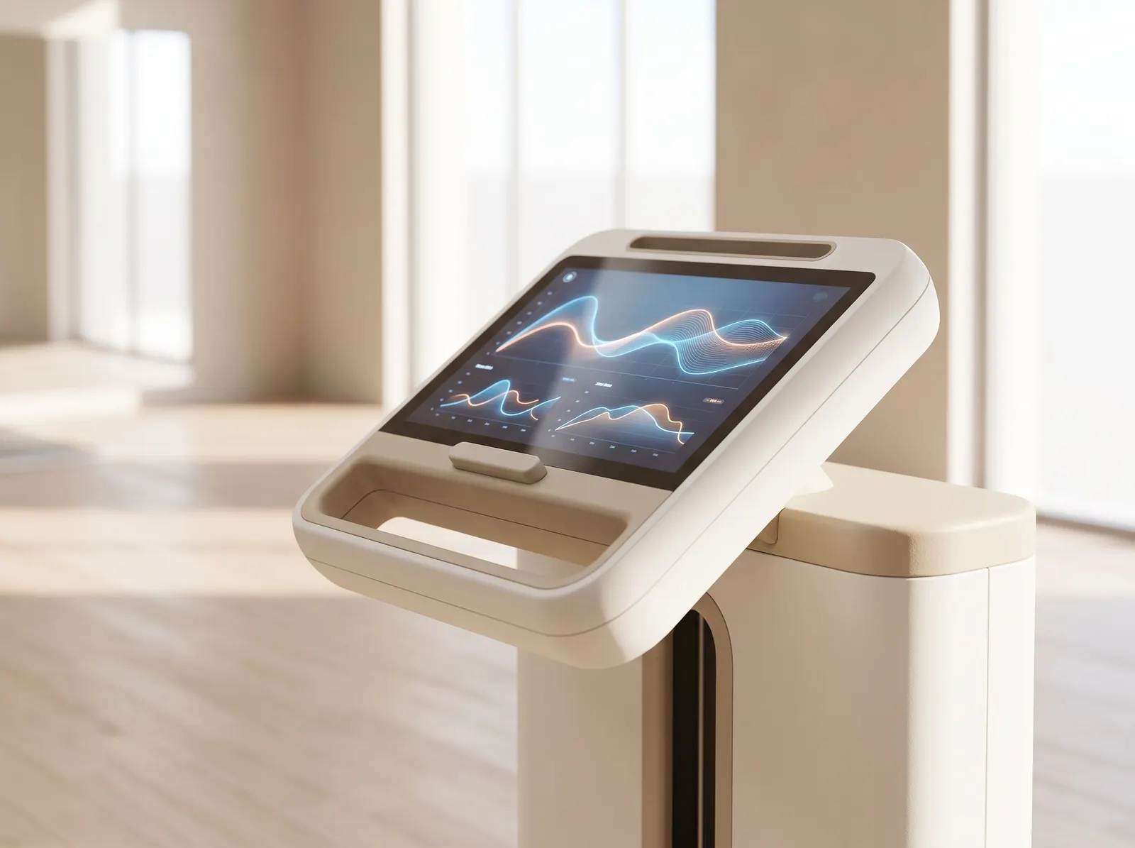 Modernes Kraftgerät mit Display in einem hellen Studio